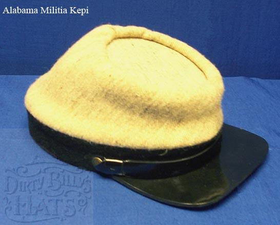 Alabama Militia Kepi with Black Band and Unbound Leather Visor